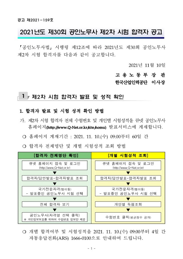 2021년도 제30회 공인노무사 제2차 시험 합격자 공고_1.jpg